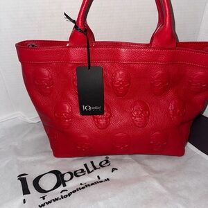 IOPELLE RED SKULL BAG WITH DUST BAG BNWT